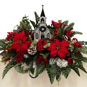 Festive Red and Green Holiday Centerpiece